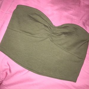NWOT Olive Green Bandeau Crop Top